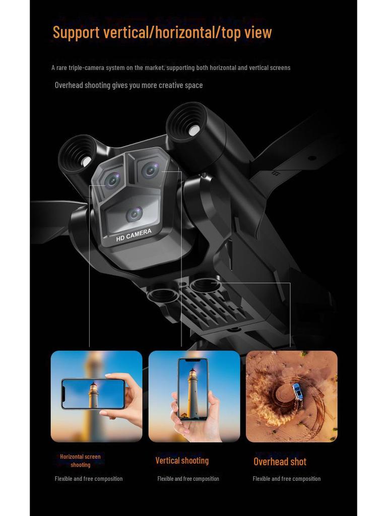 Складной 8K HD-дрон: Интеллектуальная система обхода препятствий, дистанционное управление, бесщеточный квадрокоптер