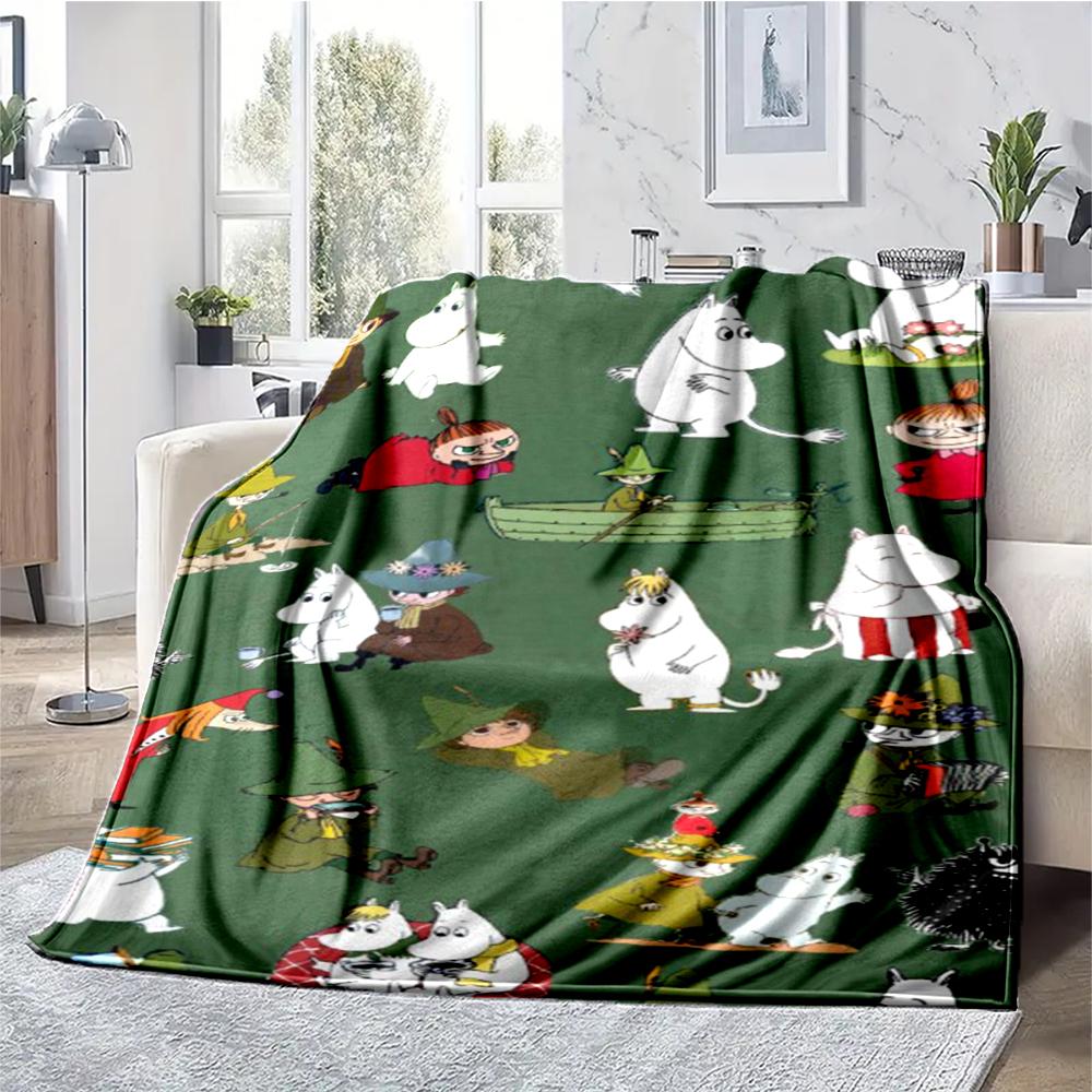 Moomin Theme Printed Blanket - Perfect for Couch, Bed, Travel & Outdoor Use | Machine Washable, Cozy & Durable.