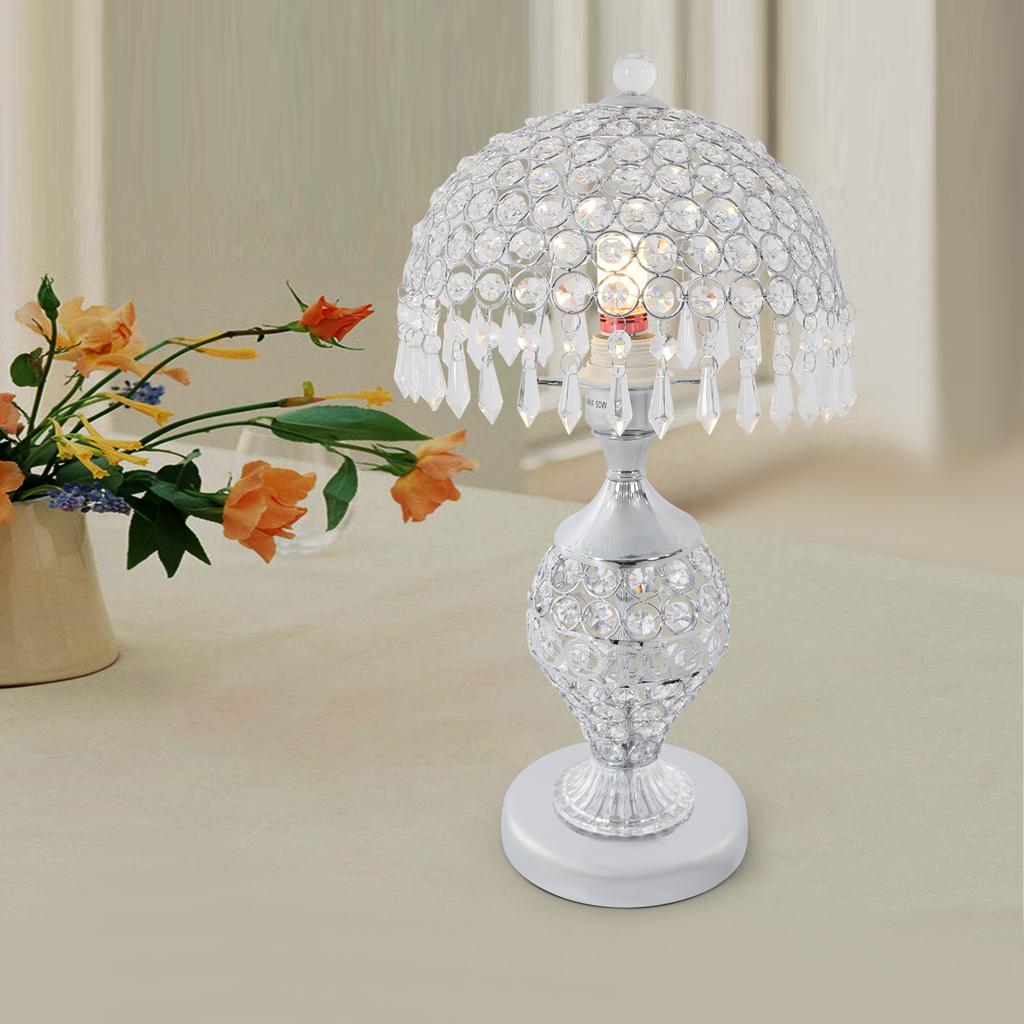 Серебряная хрустальная настольная лампа «Русалка» - Современная роскошная декоративная лампа с кнопочным переключателем и патроном E26 для спальни, декора кафе