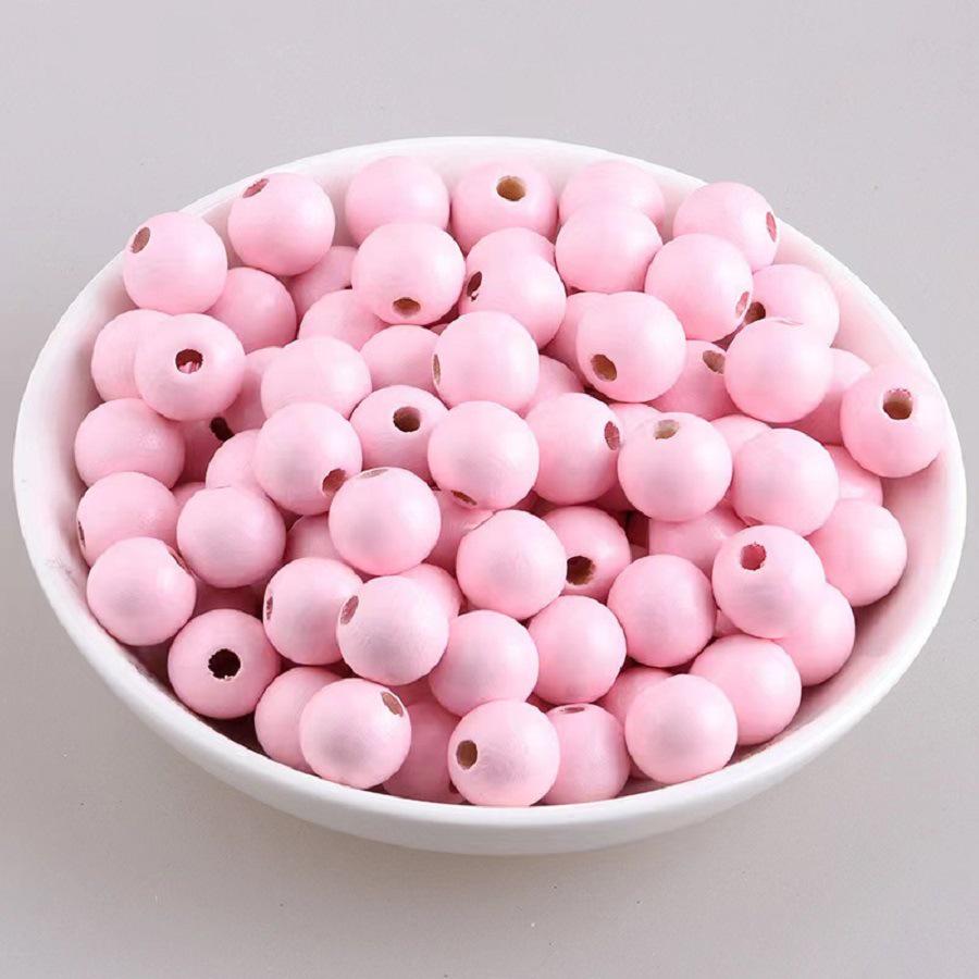Children's DIY 16MM Solid Color Wooden Beads for Stringing