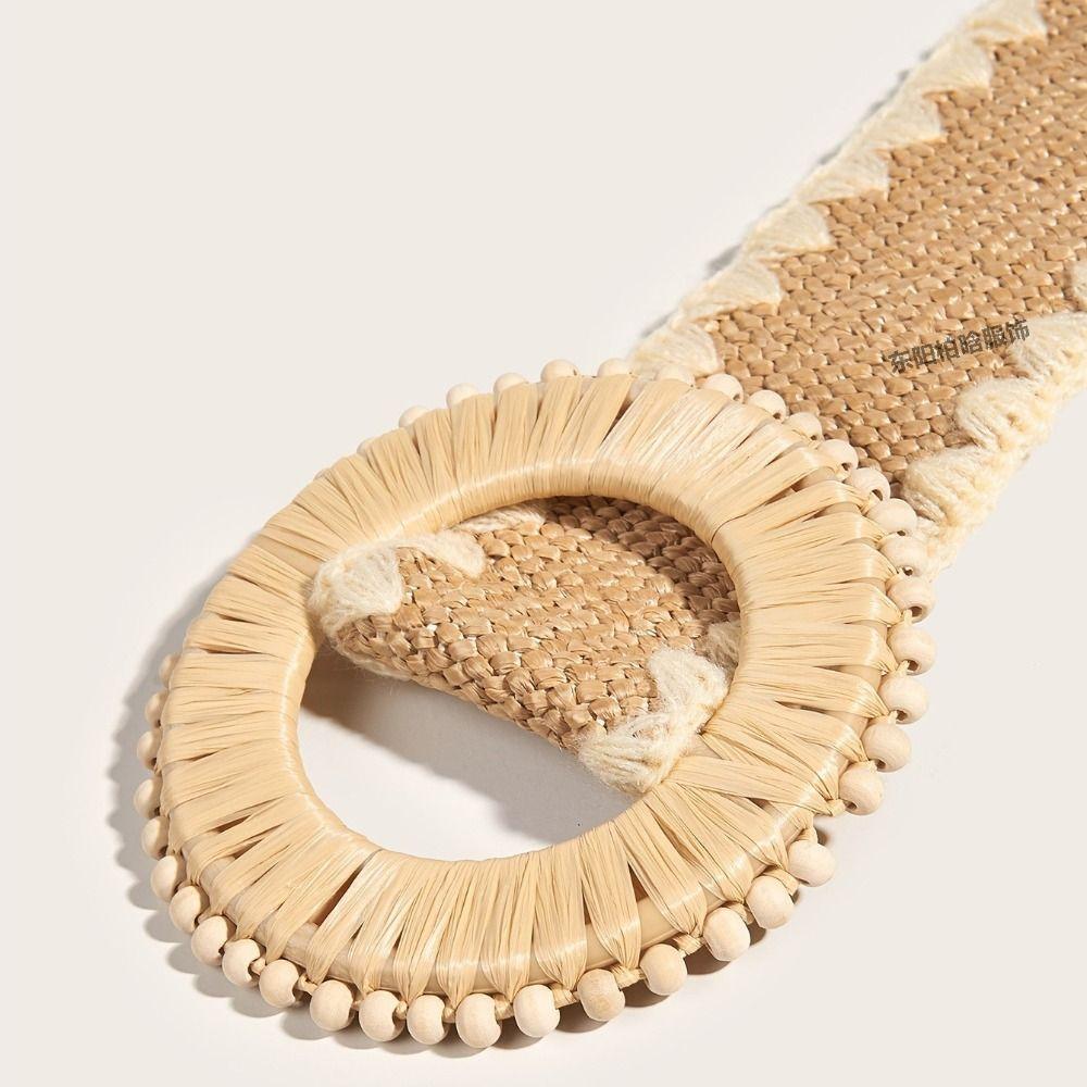 Woven Boho Straw Weave Belt Colorful Ethnic Style Waistband Bohemian Style Belt Dress Decoration