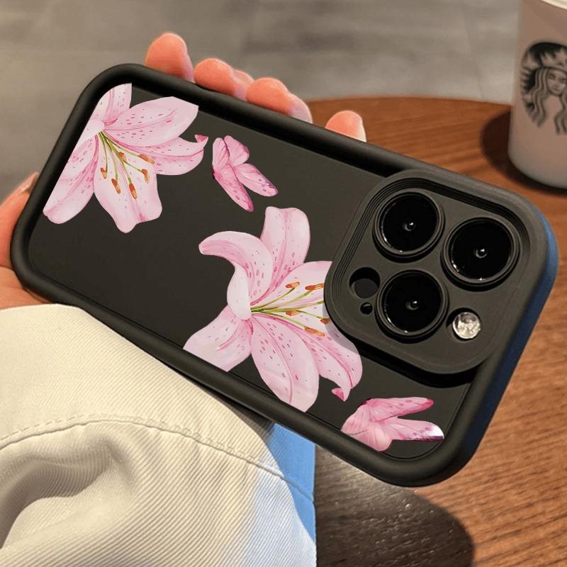 Чехол для телефона с дизайном в виде розовой лилии, подходит для iPhone 17 16 15 14 13 12 11 Pro/Max/Plus, противоударный задний чехол