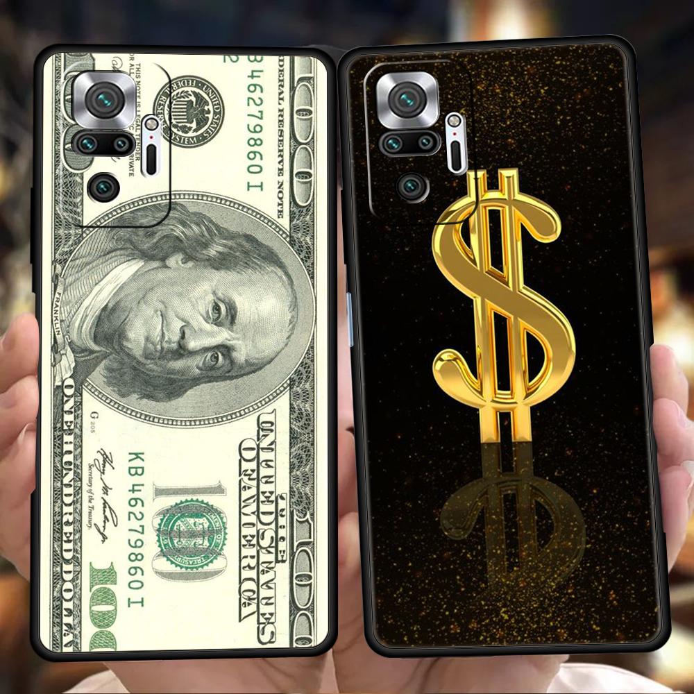 USD Dollar Cash Luxury Phone Case Cover for Redmi 14C 10C Note 14 13 12 10 11 Pro Plus 7 8T K40 K50 Gaming Pro Plus 5G TPU Shell