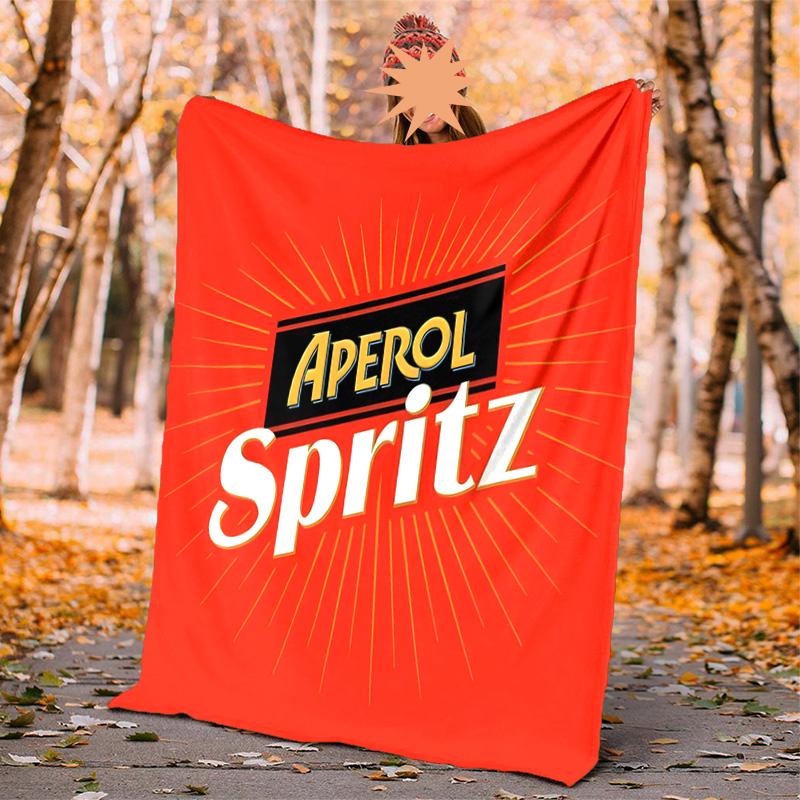 Aperol Spritz Flannel Blanket Soft Warm All-Season Throw, Design for Camping, Car Travel, Hiking Sofa, Bed, Office Perfect Gift for Parties