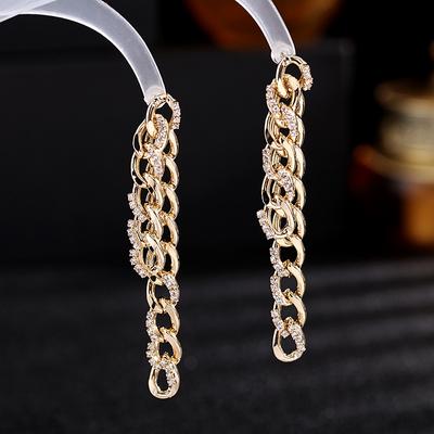 Модные висячие серьги-цепочки в стиле хип-хоп для женщин, массивные серьги в стиле хип-хоп с кубическим цирконием, дизайнерские ювелирные изделия люксового бренда