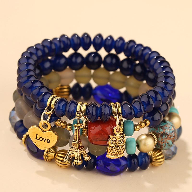 4 шт., комплект браслетов из бисера в богемном стиле с совой для женщин, массивные бусины ручной работы, браслеты-цепочки, женские ювелирные изделия в стиле бохо, подарки