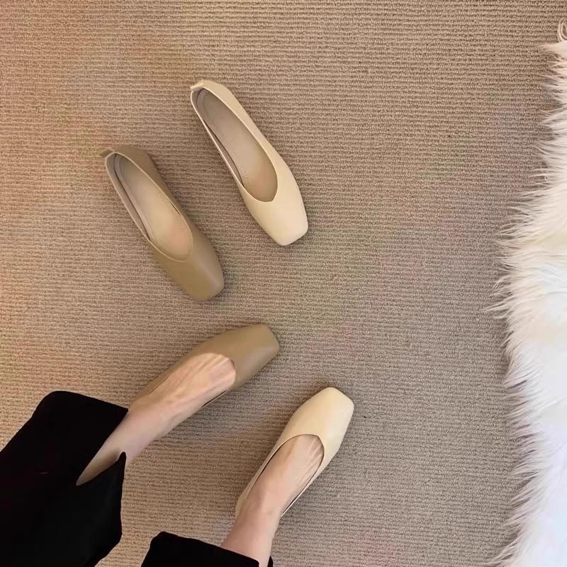 Версия из овчины ~ 5 см маленькие мужские балетки с внутренней стороны, увеличивающие рост, женская обувь с квадратным носком, одинарные туфли 2024 года, женские туфли Мэри Джейн