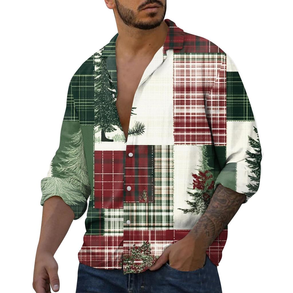 Men'S Casual Loose Fitting Long Sleeved Shirt Fashionable Lapel Shirt Top