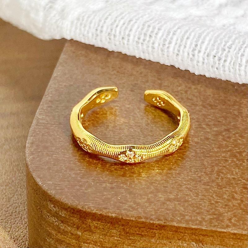 Medieval Vintage Enamel Light Luxury Full Of Diamonds Zircon High-End Sense Opening Ring Niche Ring Woman