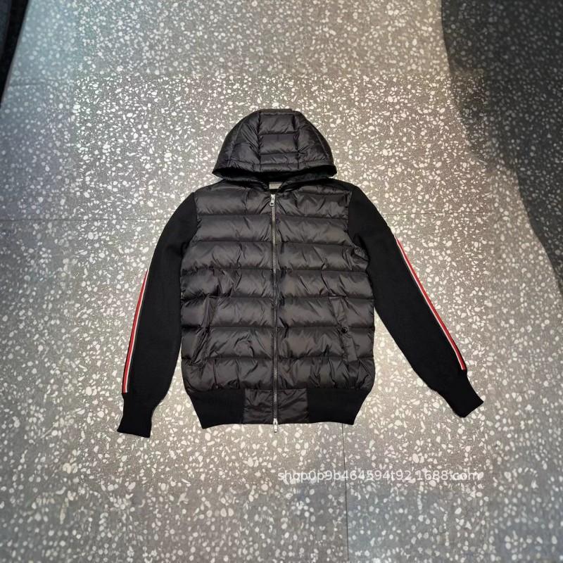 Unisex Winter Cotton-Padded Jacket With Hooded Collar Knit Patchwork Design Loose Fit Daily Wear