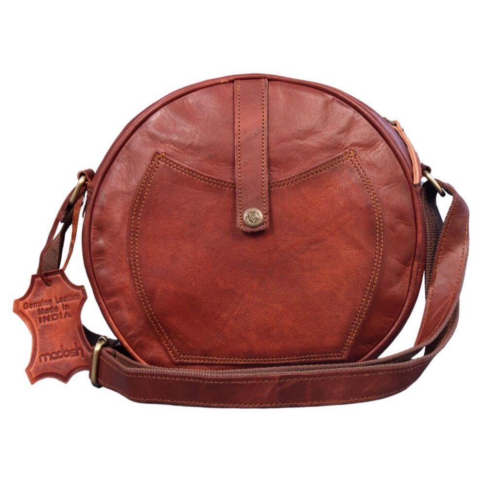 Genuine Leather Crossbody Bag Women's Shoulder Semi-Circular Daily Purse Handbag