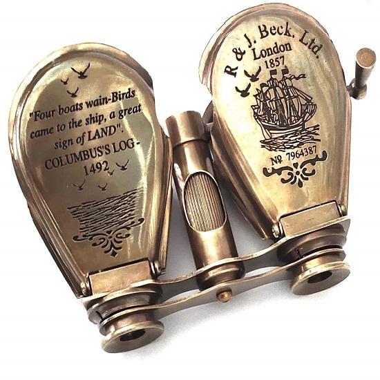 R & J Antique Beck Ltd London 1857" Латунный морской бинокль
