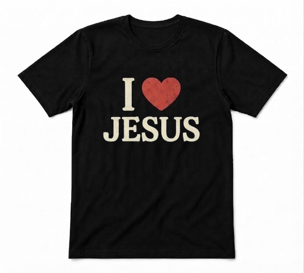 I Love Jesus Crucifix Faith Streetwear Graphic Black T-shirt