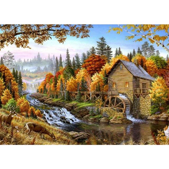 5D алмазная живопись «Дом», вышивка крестиком, квадратная/круглая Алмазная вышивка, садовые стразы, художественная ручная работа, наборы картин из бисера, домашний декор