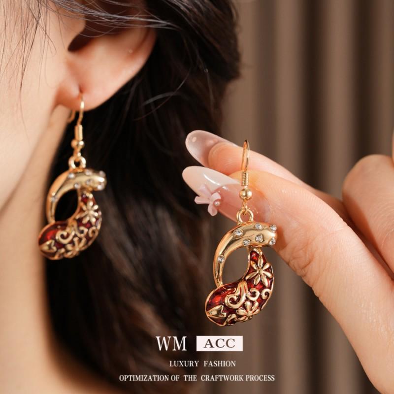 Vintage Enamel Zircon Drop Jewelry Set Women - Gold Tone Alloy Necklace Bracelet Earring Combo Retro Chic Locket Chain