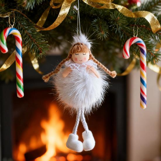 Christmas Angel Doll Pendant with Long Pigtail Design Health Happiness Blessings