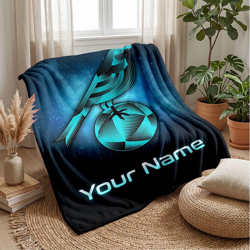 Norwich City Custom Name Text Flannel Blanket Soccer Logo Personalized Fleece Throw Blanket Special Gift For Sofa Bedroom Home