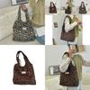 Chic And Trendy Wool Leopard Print Shoulder Tote Bag For Daily Fashion Needs