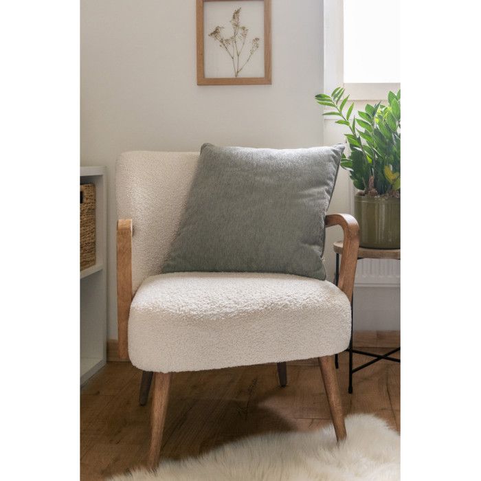 Coussin déhoussable avec passepoil 50 x 50 cm Polyester chenille "Osiris" Le fil d'Ariane