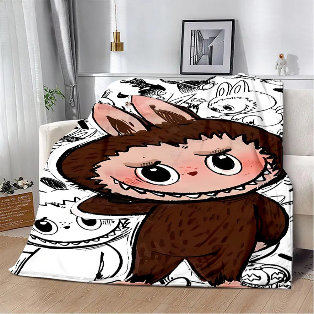 Милое мультяшное одеяло с принтом Лабубу, одеяла для пикника, теплое одеяло, мягкое и удобное одеяло для дома, путешествий, подарка на день рождения