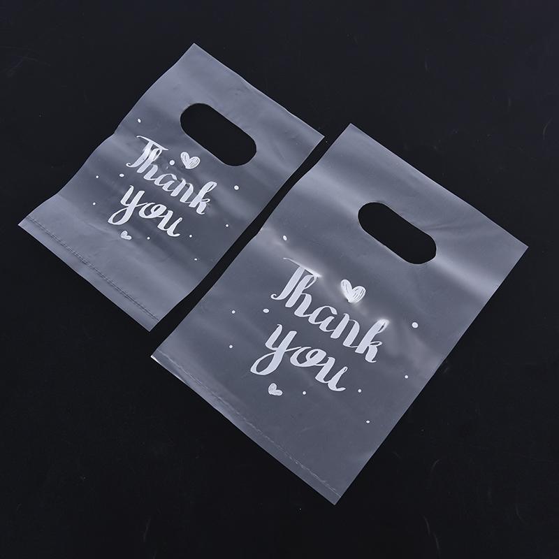 100Pcs Mini Thank You Plastic Gift Bags Wedding Candy Bags Shopping Carrier Bags