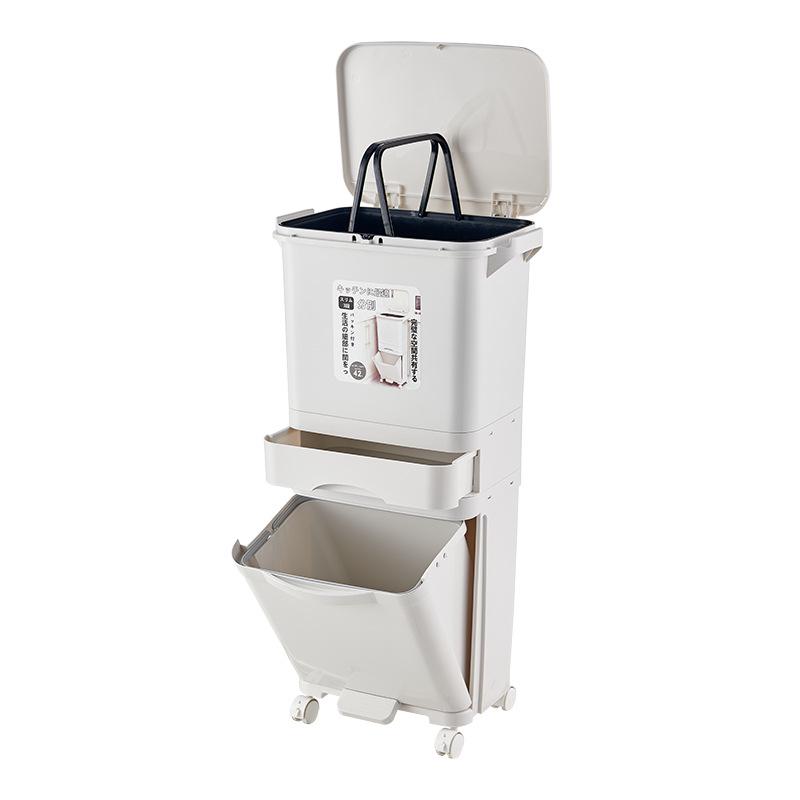 Kitchen Waste Bin with Wet/Dry Separation - Sealed, Portable, and Sanitary Trash Can