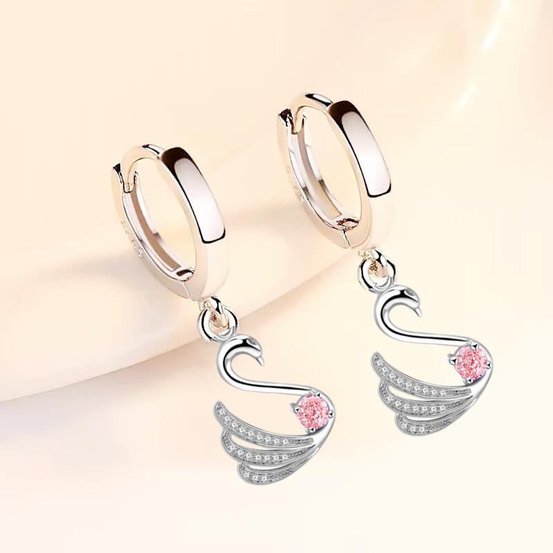 Темперамент Длинные серьги из искусственного серебра S925 Серьги с цирконием в виде летящего лебедя