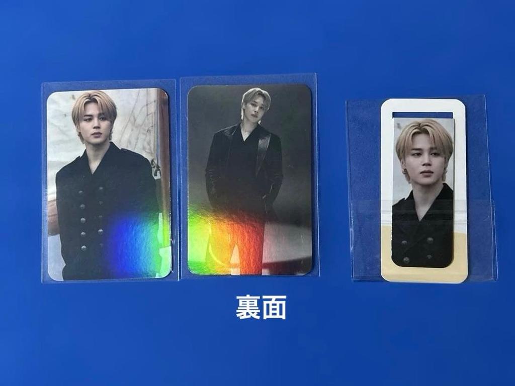 [Б/У] Голографическая фотокарточка BTS Джимина с обеих сторон, 2 закладки и наклейка