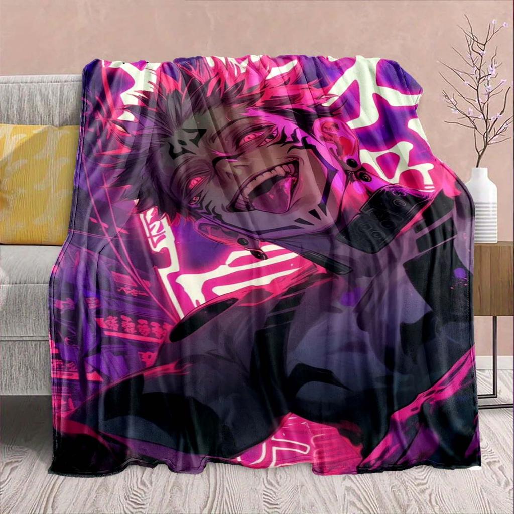 Jujutsu Kaisen Soft Flannel Blanket Warm Cozy Throw Plush Sofa Bed Lightweight Fabric