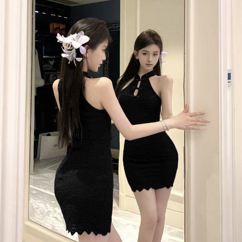 Sexy new Chinese style buckle lace stand-up collar cheongsam pure desire hot girl purple neck sex underwear women