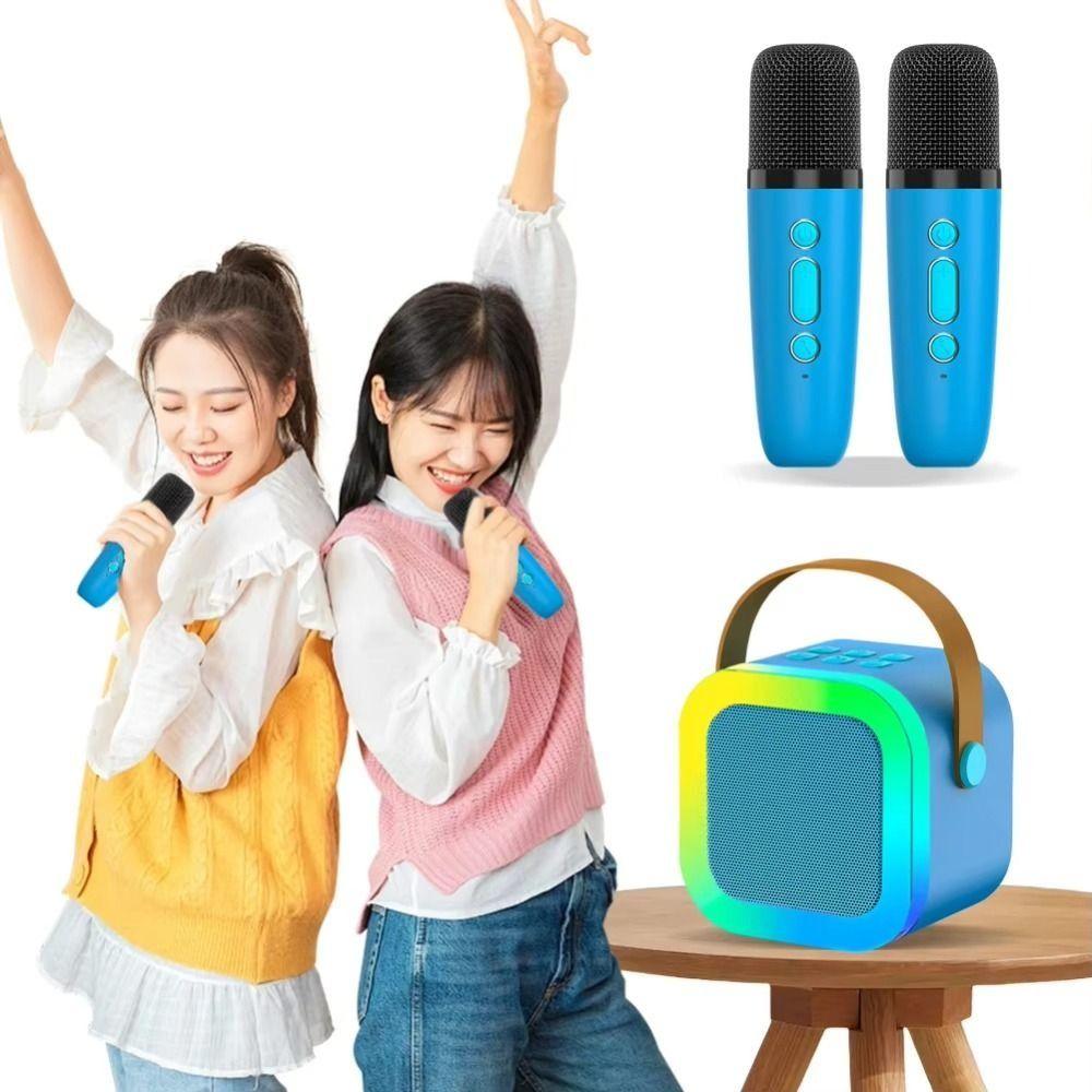 Мини-караоке-машина Bluetooth Audio с 1/2 беспроводными микрофонами Караоке-микрофон Уличный