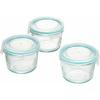 Glass Container, 3-Point Locking, Mini Round Glass Storage Container, 3-Piece Set, SJ2719
