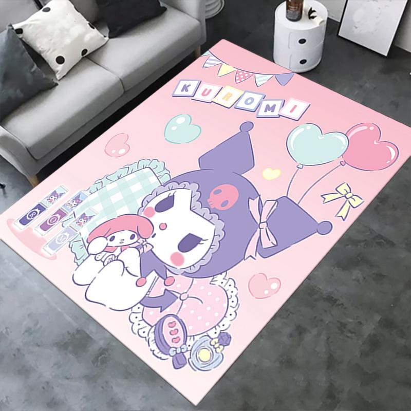 Office Rug Kuromi, Pastel Anti-Slip Rug, Machine Washable for Living Room, Bedroom, Office, Multiple Sizes, Bedroom Mat, Decorative Mat, Durable Mat,