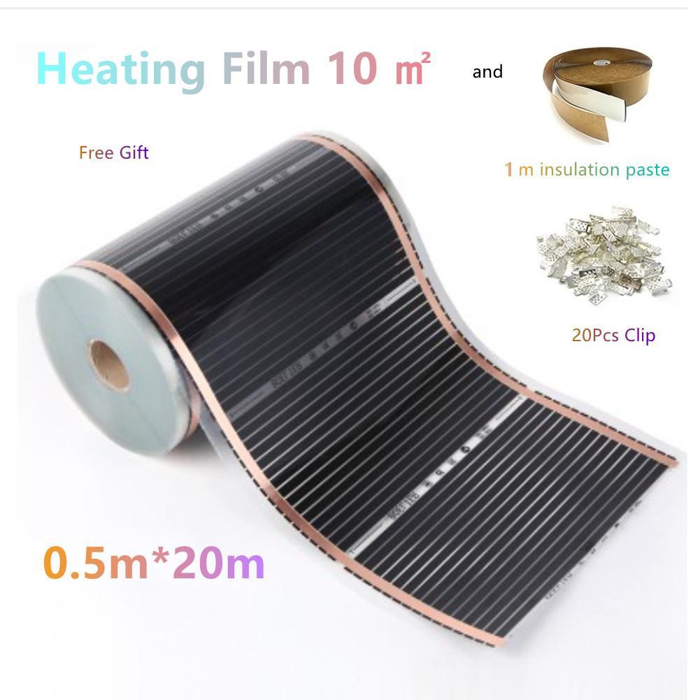 220V Heating Film 0.5mX20m Infrared Underfloor Heating Film 220w/m2 Warm Mat Kits with Free Gift Made In Korea