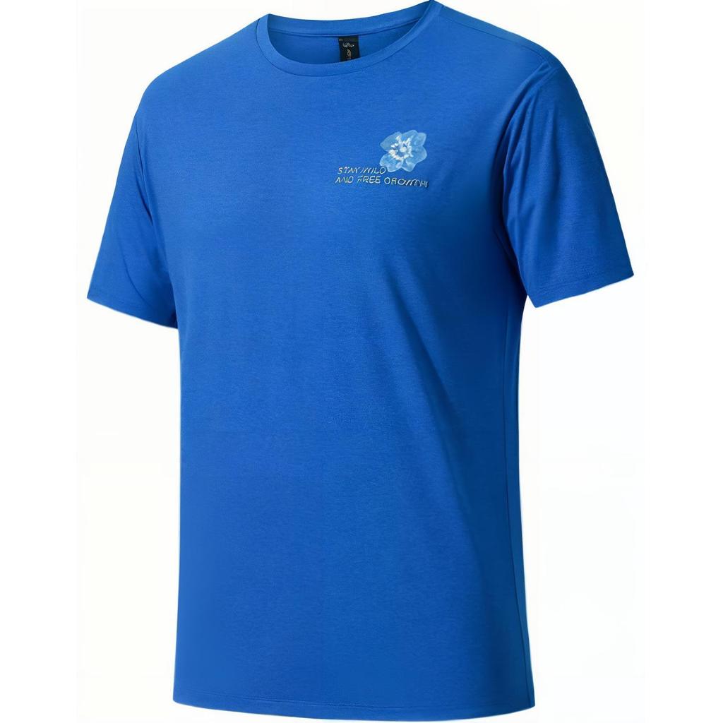 Anta Champion Outdoor Series Letter Round Neck Comfortable Moisture Wicking Versatile Short Sleeve T-Shirt Unisex T-Shirt Dodger-Blue 172520101-5