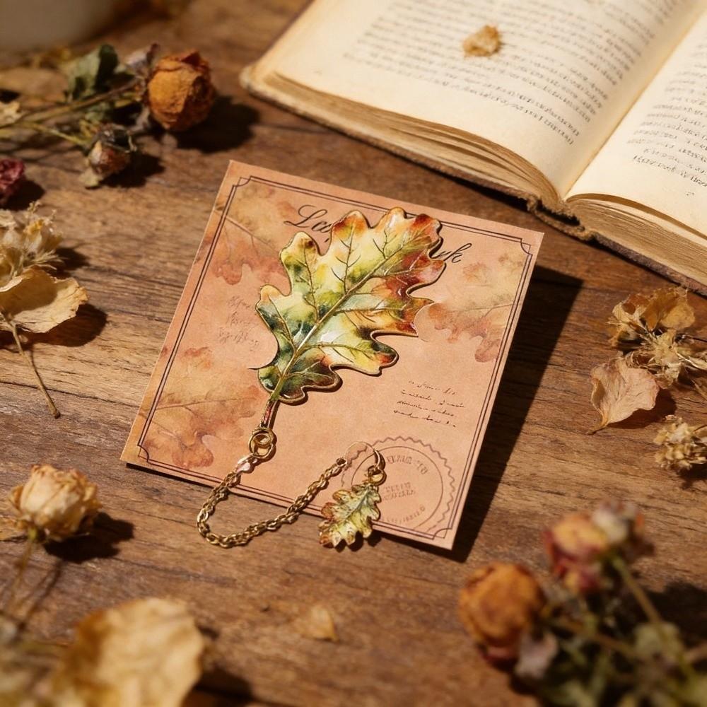 Gilt-Edged Metal Bookmark Pendant Design Book Separator Leaf Bookmark School Supplies