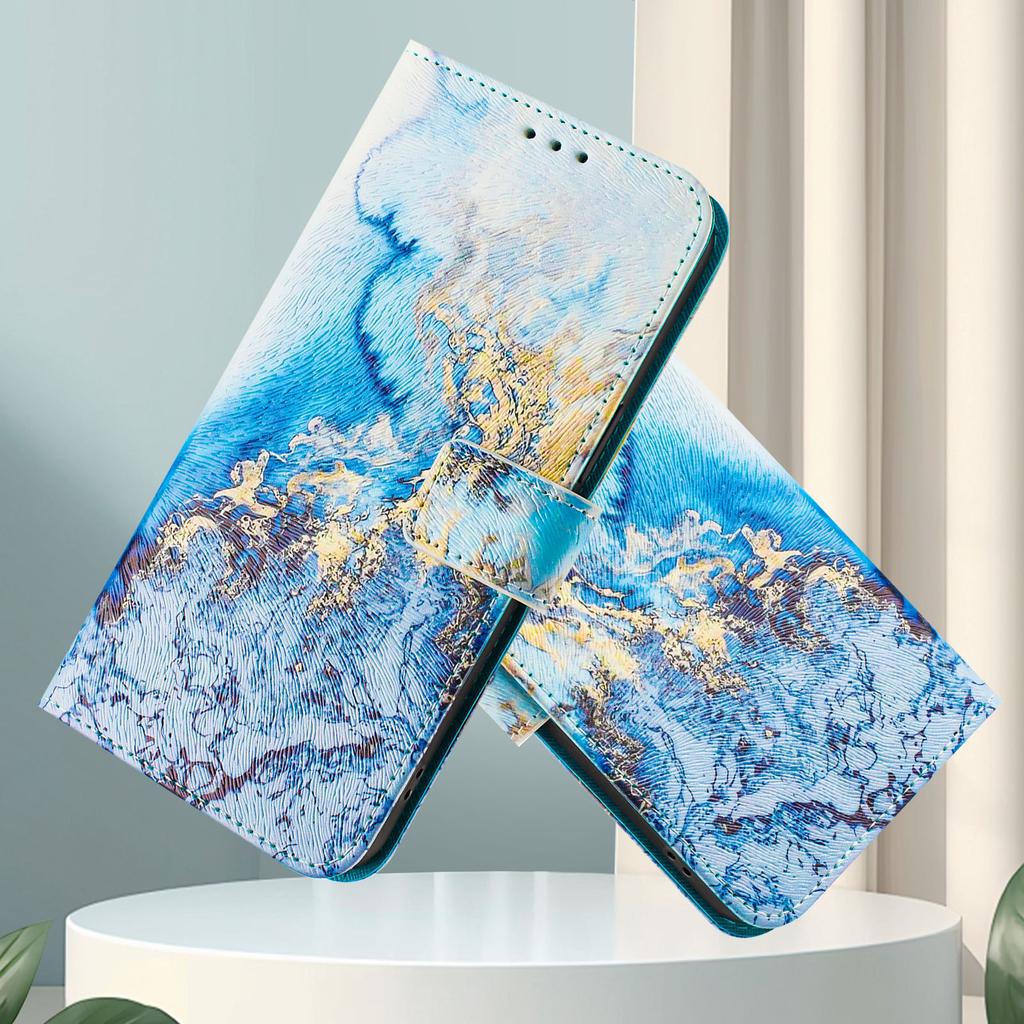 Роскошный кожаный чехол-книжка цвета морского мрамора для ZTE Blade A52,A53,A73,V50 Vita,V40S,V60,A35,A55,A75...