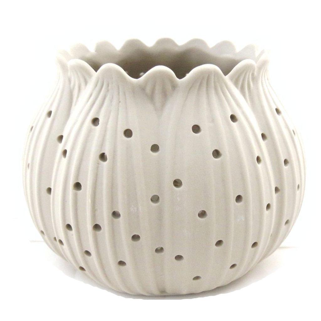 Les Trésors De Lily [J0540] - Beige 'Leaf' Candle Holder