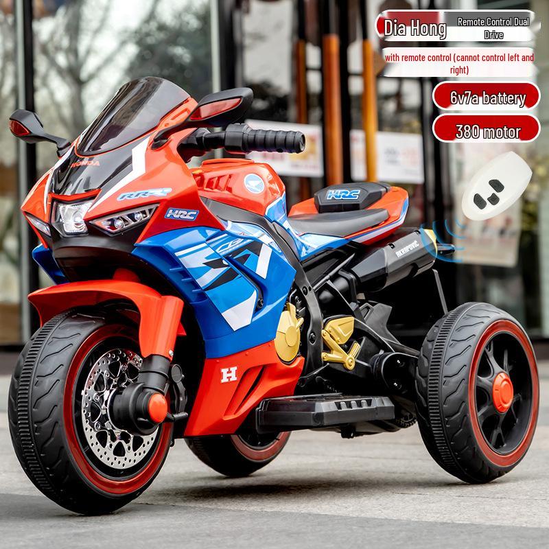 Электрический трехколесный велосипед для детей с пультом управления, двойным приводом, аккумуляторной батареей, подходит для мальчиков и девочек.