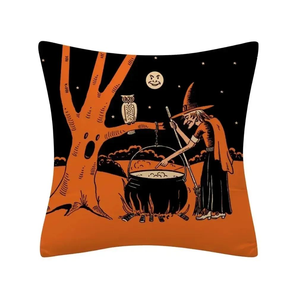 1 шт. Декоративная наволочка для подушки на Хэллоуин, украшение для дивана в гостиной, волшебная тыква, кошка, наволочка для подушки, украшение для дома