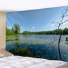 Art Deco Blanket Curtain Bedroom Living Room Decoration Lake Water Blue Sky Sunset Scenery Wall Hanging Tapestry
