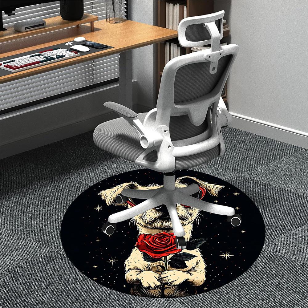 1PCLove Dog Office Round Area Rug, Mat Suitable For Office, Under Office Chairs Bedroom Living Room Home Decor, Room Deco