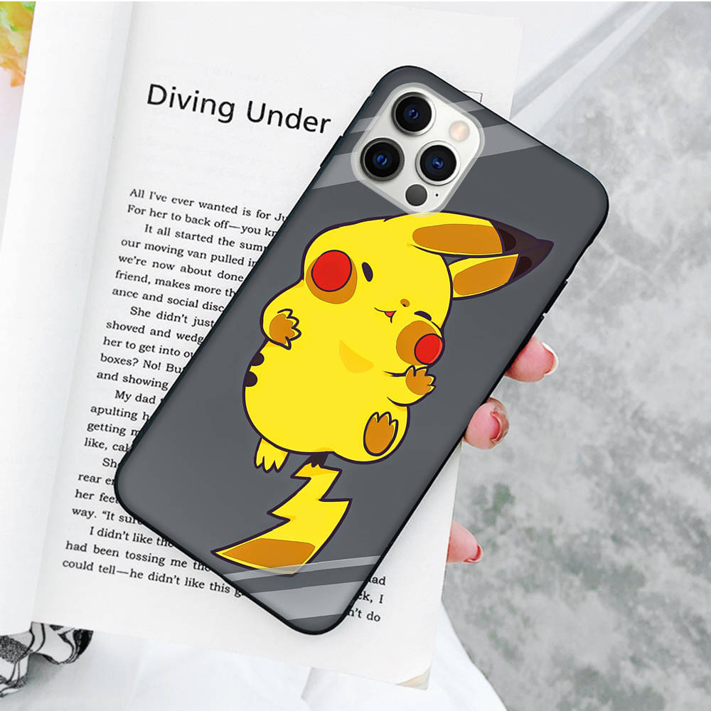 JP36 Pikachu Pokemon Black Soft Case for Xiaomi Poco X6 X4 M5 M6 F5 F6 C65 C55 C50 C51 C40 Pro Redmi 14C A3X 13C 12C 11T 10A 9C Note 7 6 8A Plus