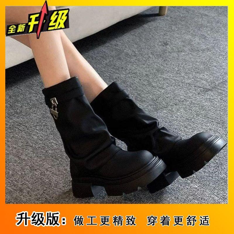 Round Head Casual Foreign Style Martin Boots 2025 Autumn and Winter New Internet Celebrity Women Thick-soled Retro Versatile Medium Boots