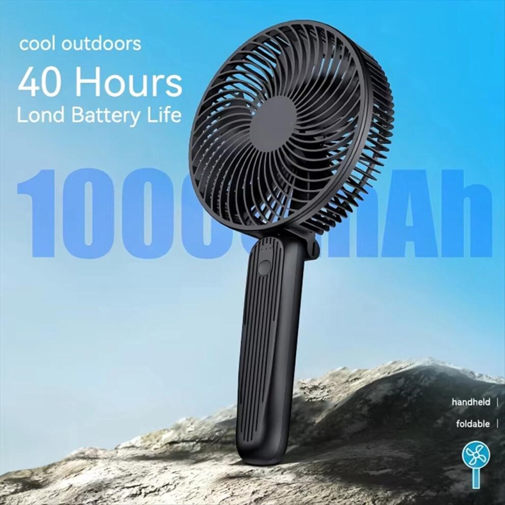 6 Inch 10000mAh Handheld Rechargeable Mini Fan Foldable Handle Silent Strong Wind USB Fan for Home Room Outdoor Travel