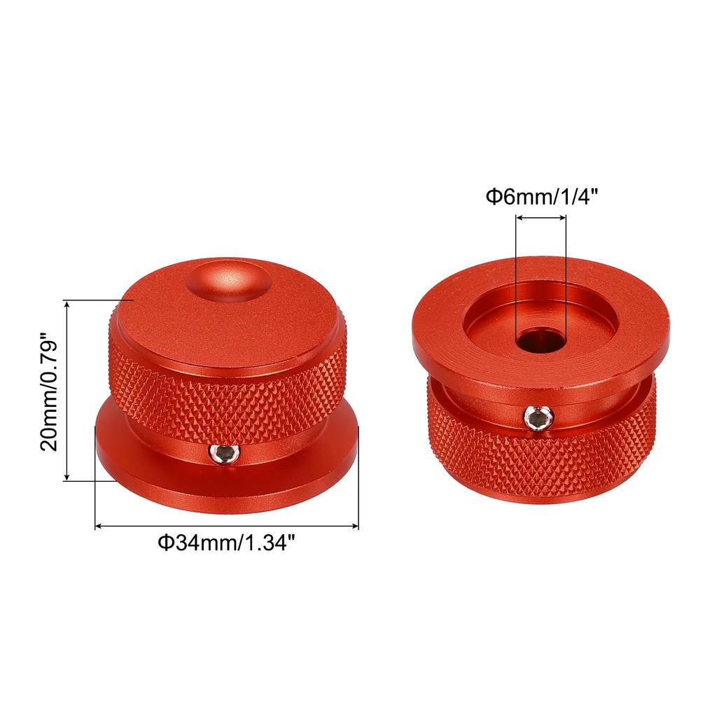 Uxcell Aluminum Potentiometer Universal Volume Tone Control Knob with Oval Groove Indicator for Red 2-Piece Knob, 1/4" (6mm) Guitar, (34x20mm)