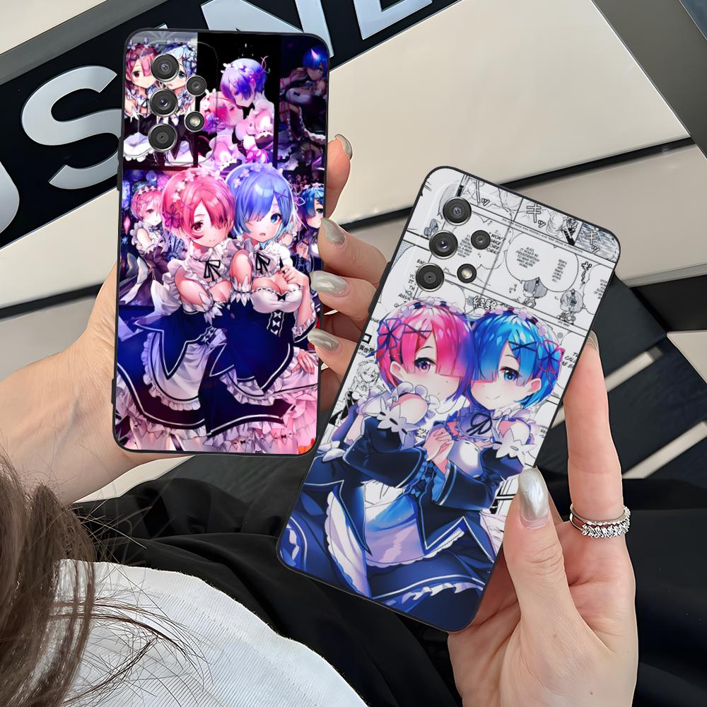 Чехол ReZero Rem Ram Матовый ТПУ для мобильного телефона Samsung Galaxy M55 54 42 35 34 33 32 23 22 15 14 13 12 F55 5G Цветная обложка