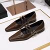 Fashion Hot Selling 2025 New Pointed Toe Women Mary Jane Shoes Fashion Shallow Buckle Shoes Ladies Casaul Dress Low Heel Leather Shoes