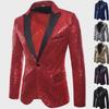 Gold Sequin Performance Suit for Men - 2024 European & American Style, Large Size, Perfect for Nightclub, Host, or Emcee Events