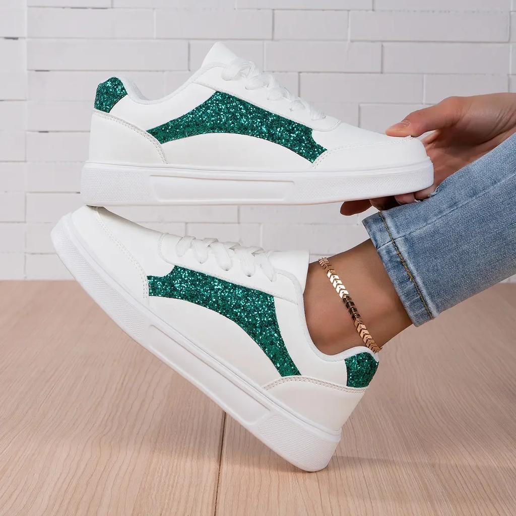 Shoes Fitness Sports Casual Shoes Sportwear Walking Sparkling Embellishments On White Shoes for Women's
